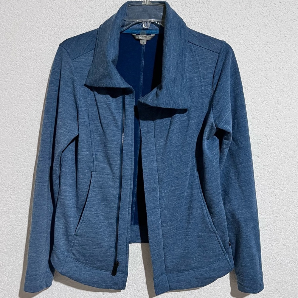 SmartWool Blue Merino Wool Front Zip Convertible Magnetic Collar Jacket Small - Picture 3 of 15